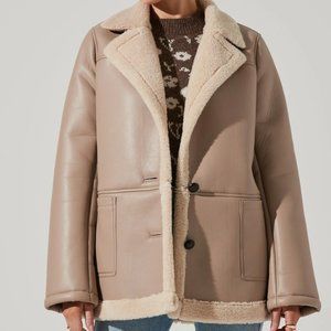 NWOT ASTR Francine Faux Leather Shearling Jacket